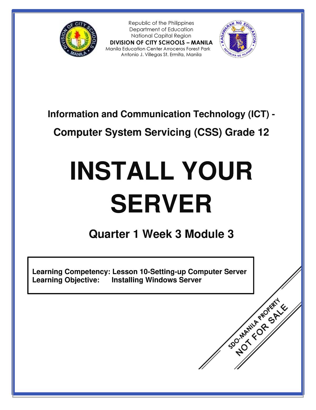 ICT-CSS 12 Q1 W3 Mod3 - Bsce - Republic Of The Philippines Department ...