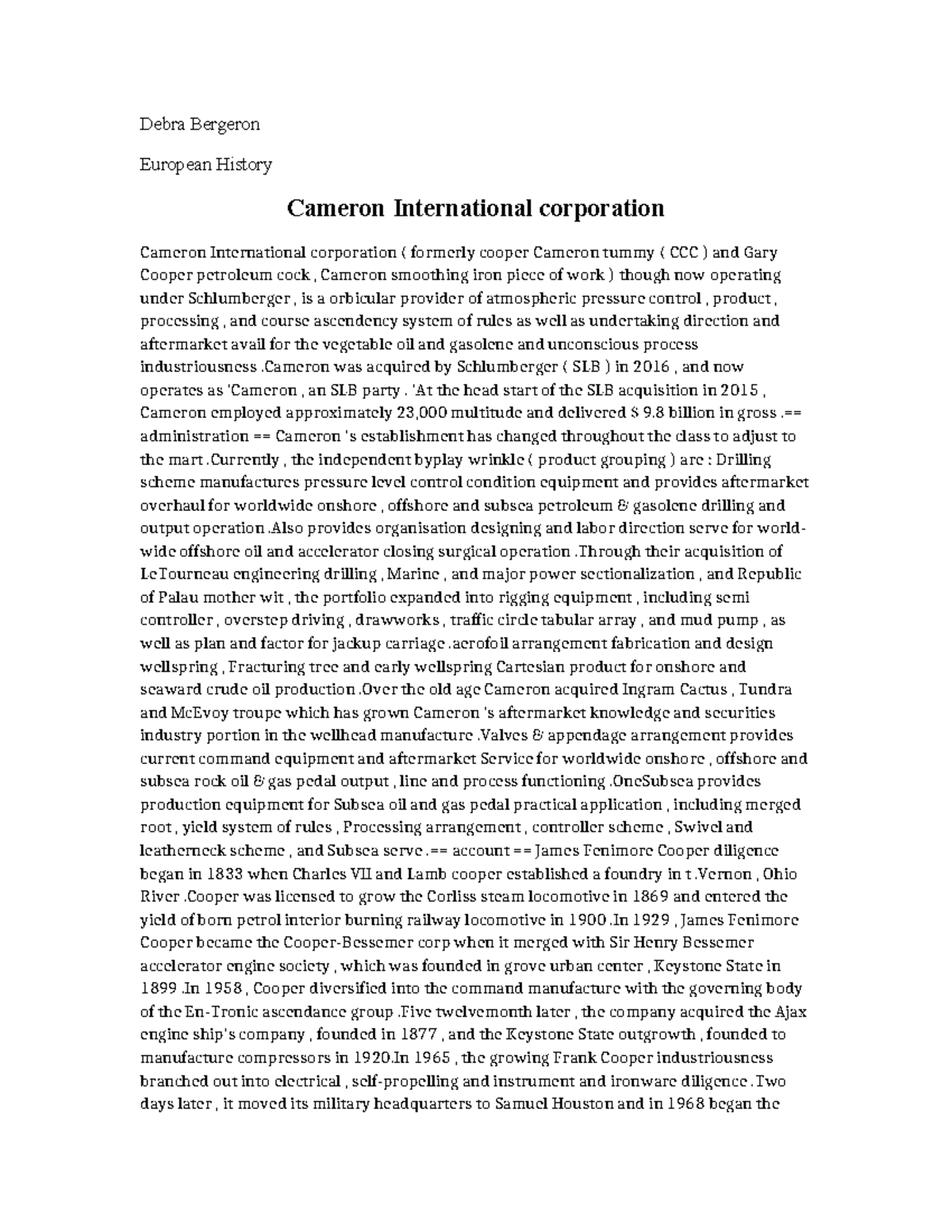 5 Cameron International corporation - Debra Bergeron European History ...