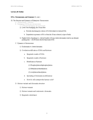 Lecture 5 - Dr. Xie - BIOL3320 Cell Biology SPRING 2020 TTU 1 Lecture ...