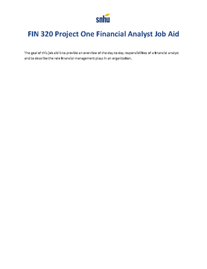 FIN 320 Project One Financial Analyst Job Aid - FIN-320 - SNHU - Studocu