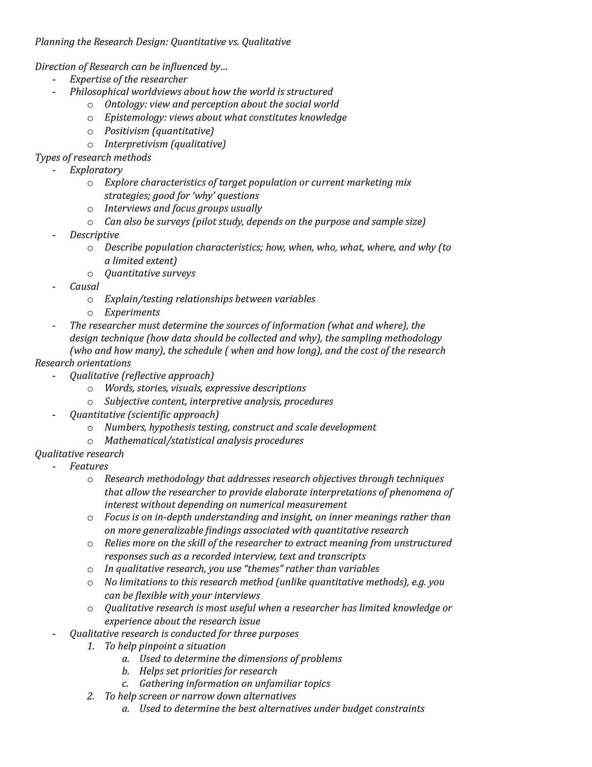 Marketing Research Lecture 3 - Planning the Research Design ...