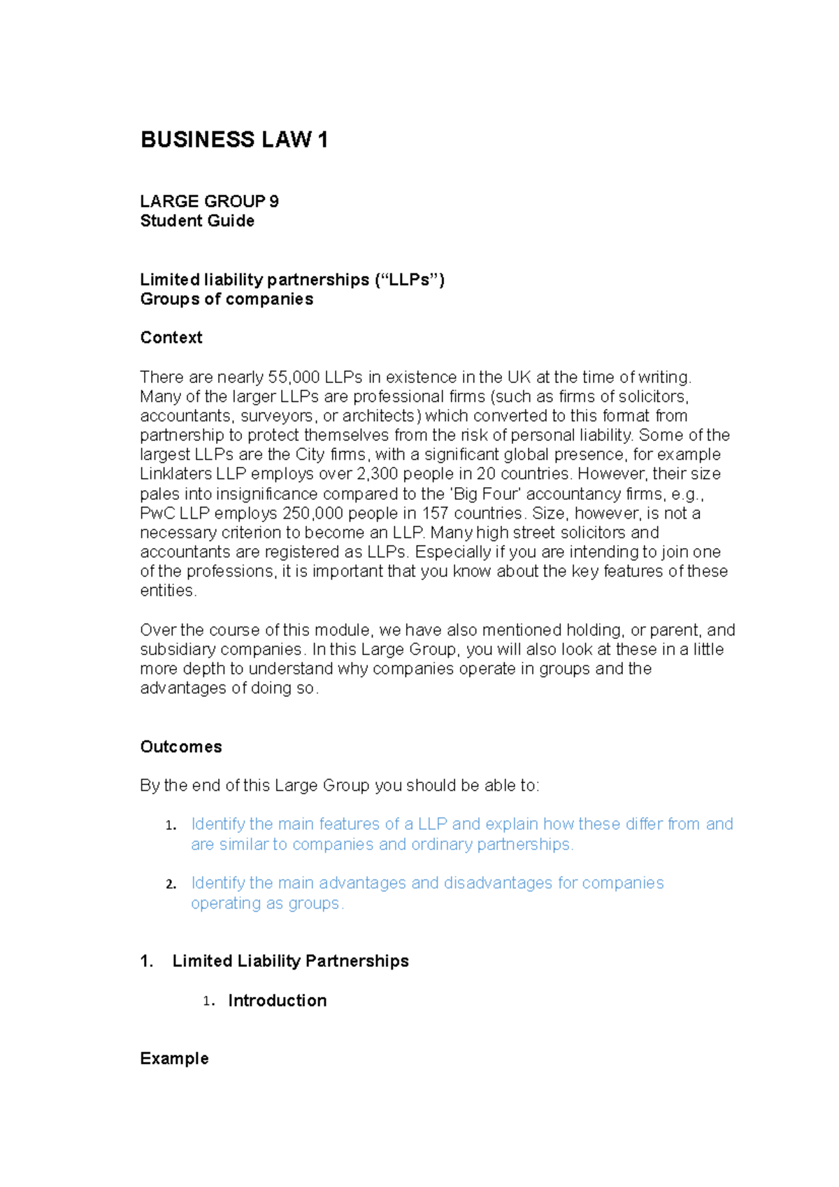 Business LAW Large Group 9 Student Guide - BUSINESS LAW 1 LARGE GROUP 9 ...