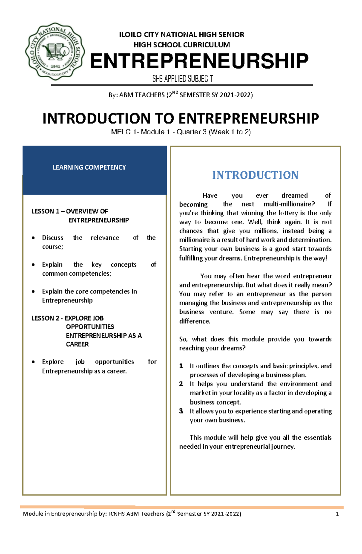 Module-1-Entrepreneurship-final-converted.pdf - ILOILO CITY NATIONAL ...