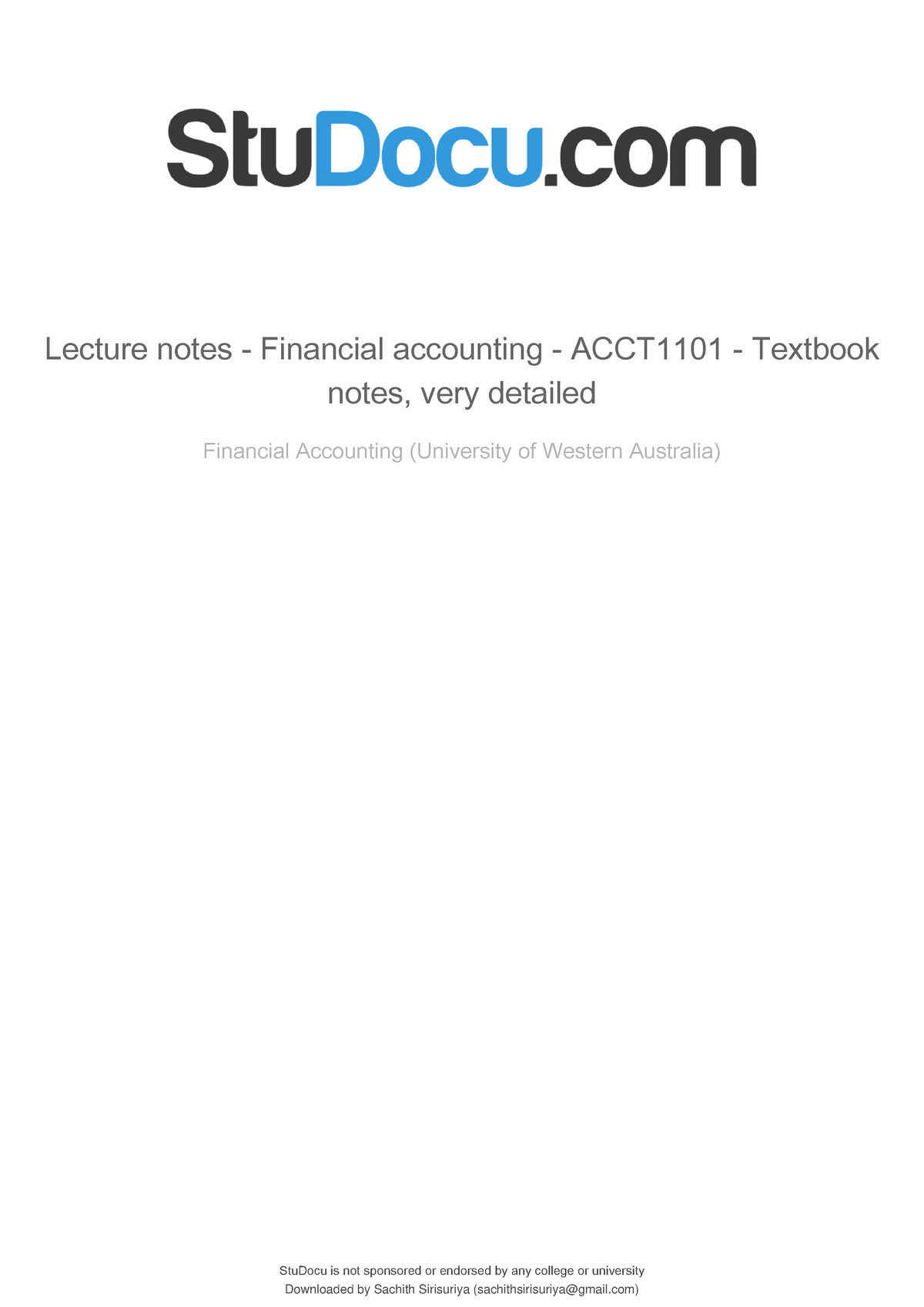 Lecture Notes Financial Accounting Acct1101 Textbook Notes Very ...