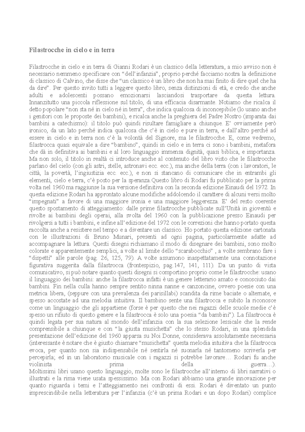 filastrocche in cielo e in terra