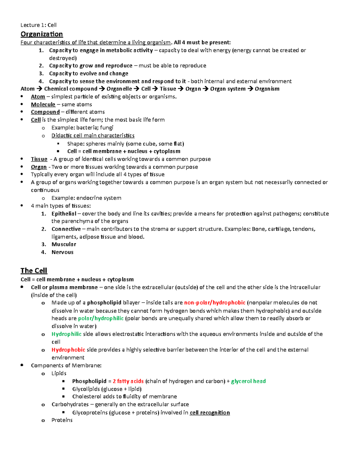 Cell Lecture Notes 1 Organization Four Characteristics Of Life That cell-lecture-notes-1-organization-four-characteristics-of-life-that