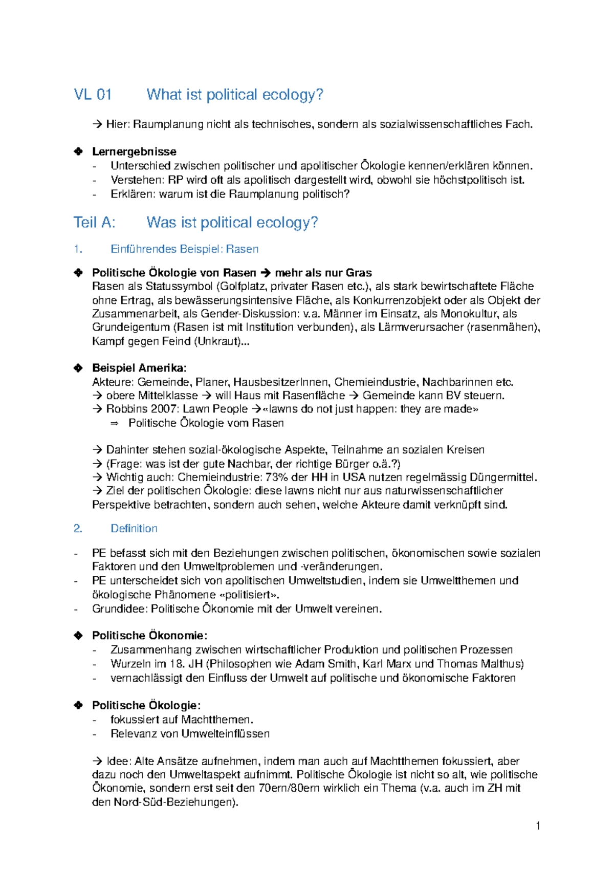 0 Zf Political Ecology Shortversion Studocu