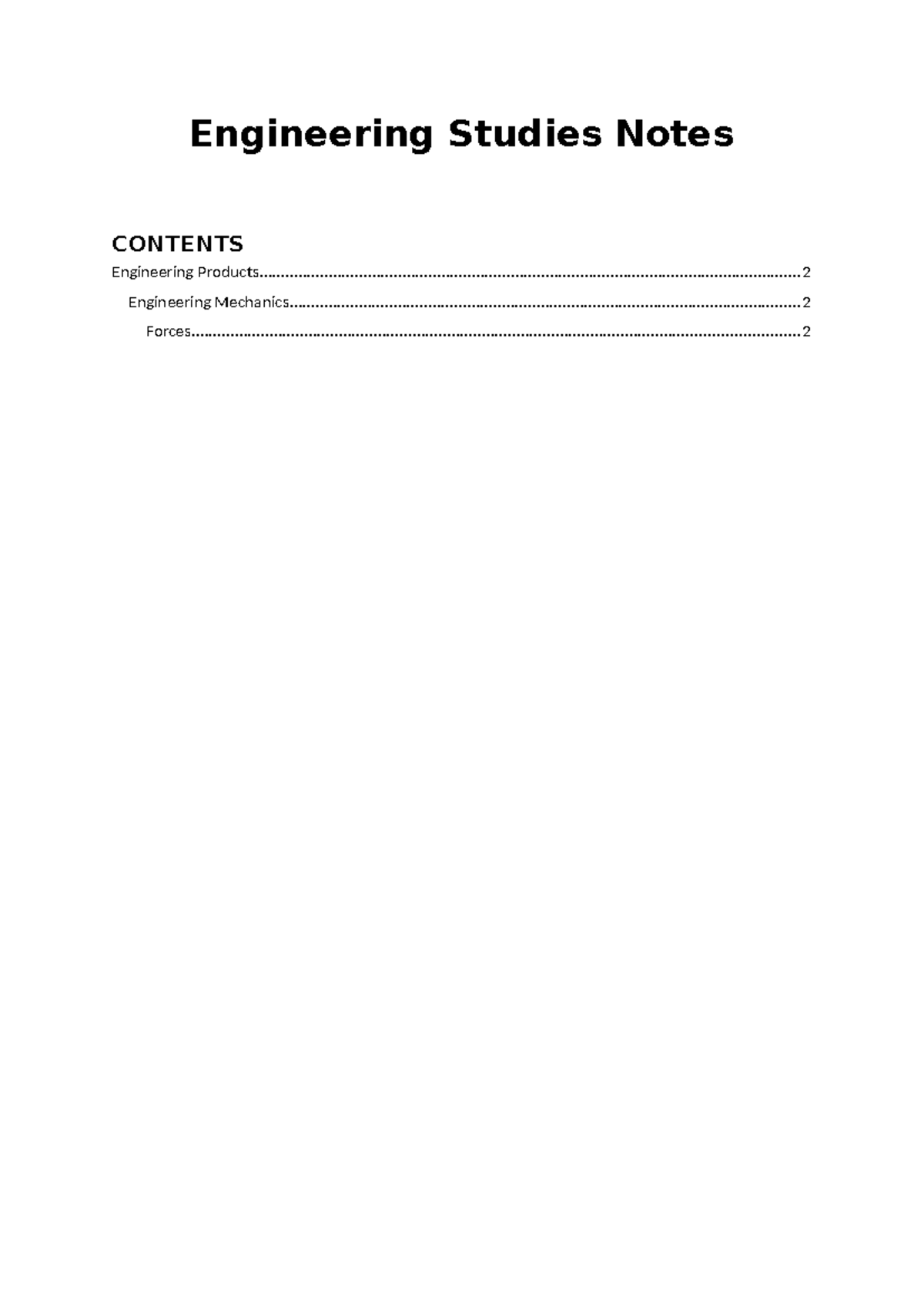 Engineering Studies Notes - Engineering Studies Notes CONTENTS ...