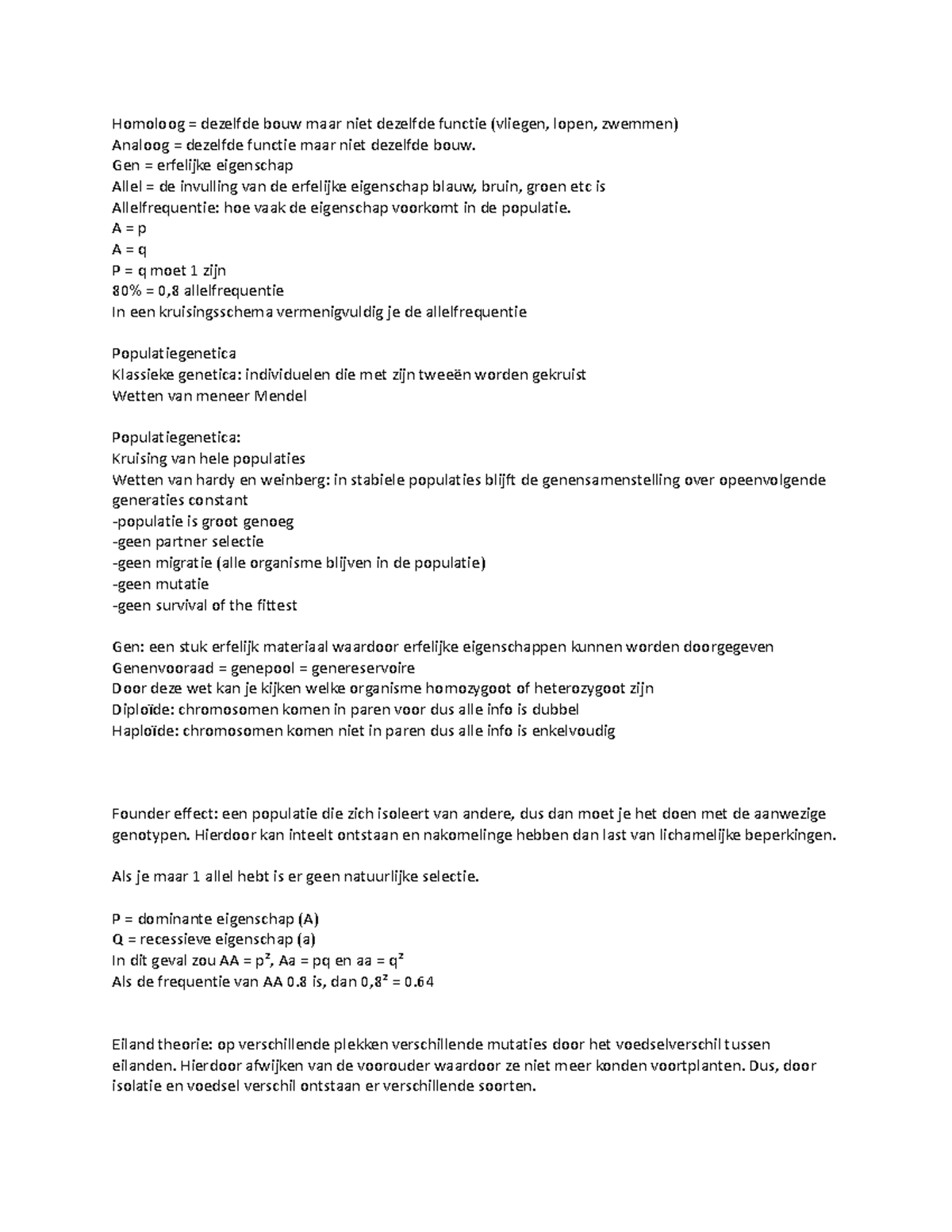 Biologie h5 - Homoloog = dezelfde bouw maar niet dezelfde functie ...