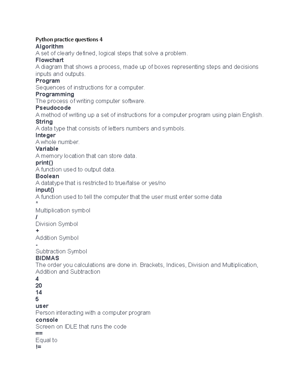 Python practice questions 4 - Flowchart A diagram that shows a process ...