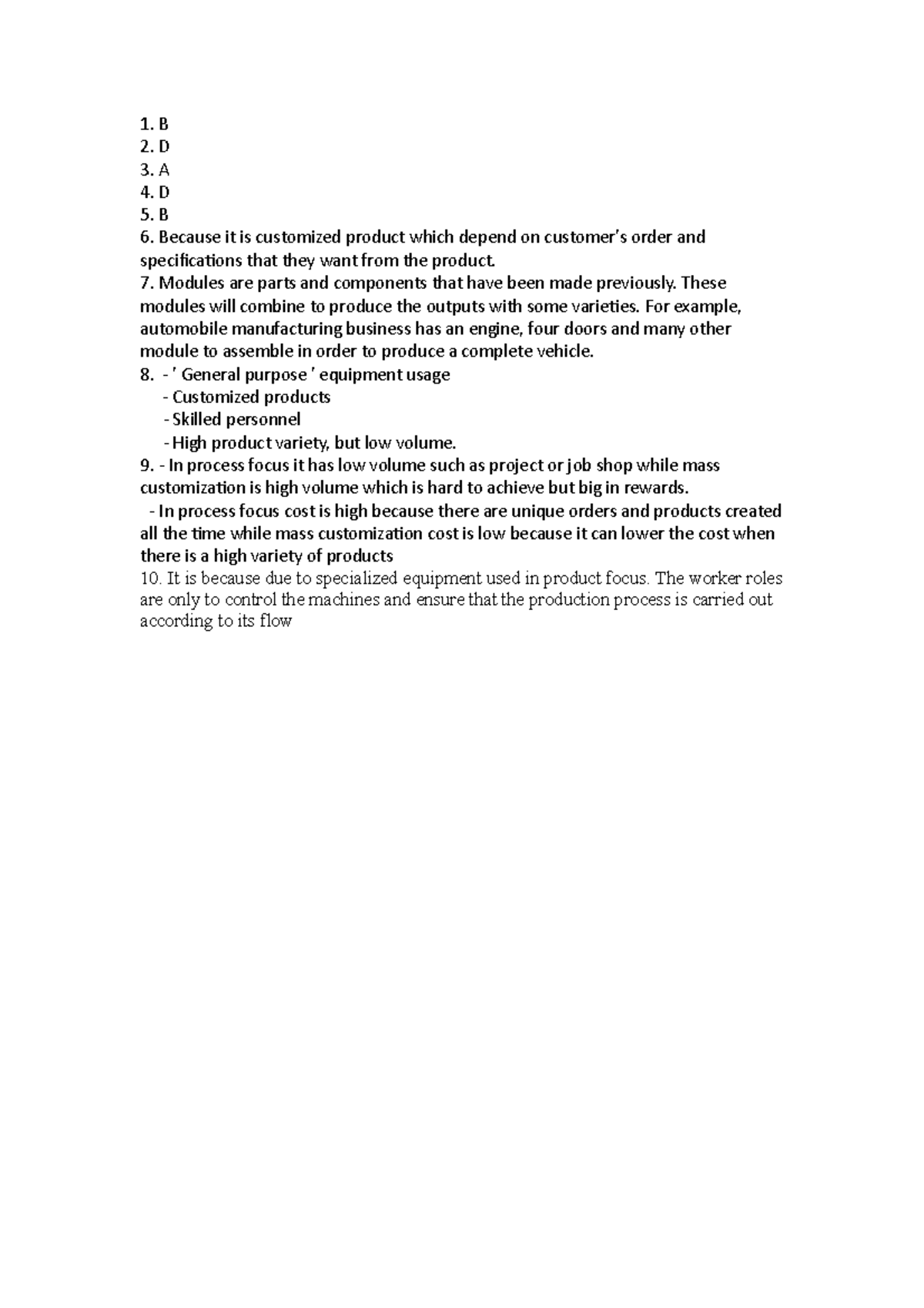 Chapter 8 : Project management (operation management) - 1. B 2. D 3. A ...