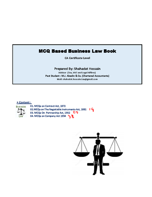 Business Law - Chapter Wise Questions With Answer - Page 1 Of 55 ...