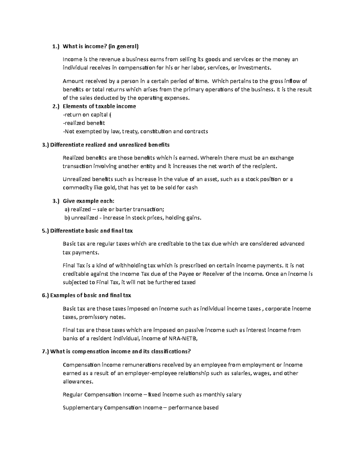 Tax orals - This file contains sample questions in taxation usually ...