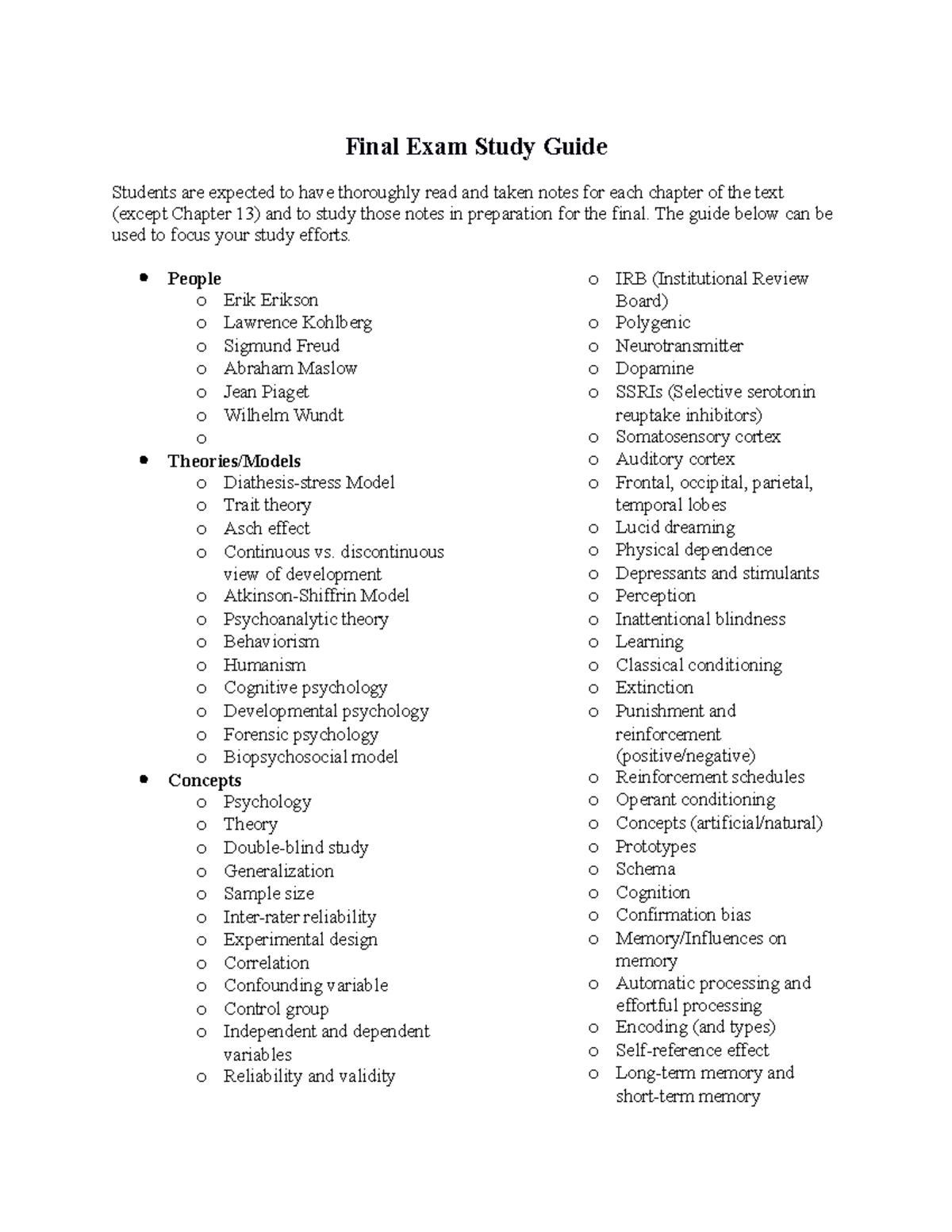 Final Exam Study Guide - CHEM 1211 - Chattahoochee Tech - Studocu