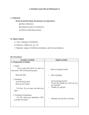 Detailed LP in MATH Gr. 5 - A Detailed Lesson Plan in Mathematics 5 I ...
