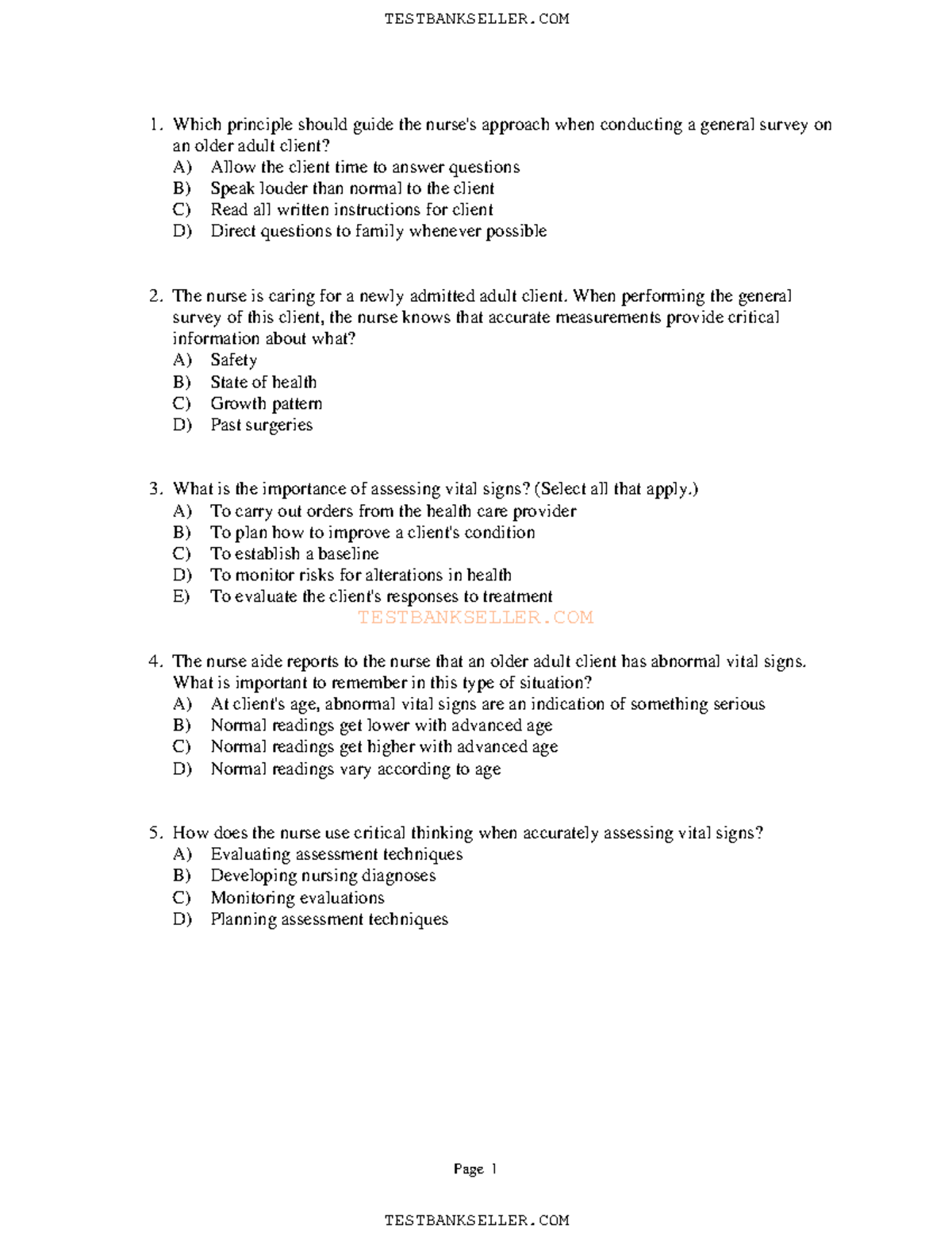 Chapter 5, Vital Signs and General Survey - TESTBANKSELLER Page 1 Which ...