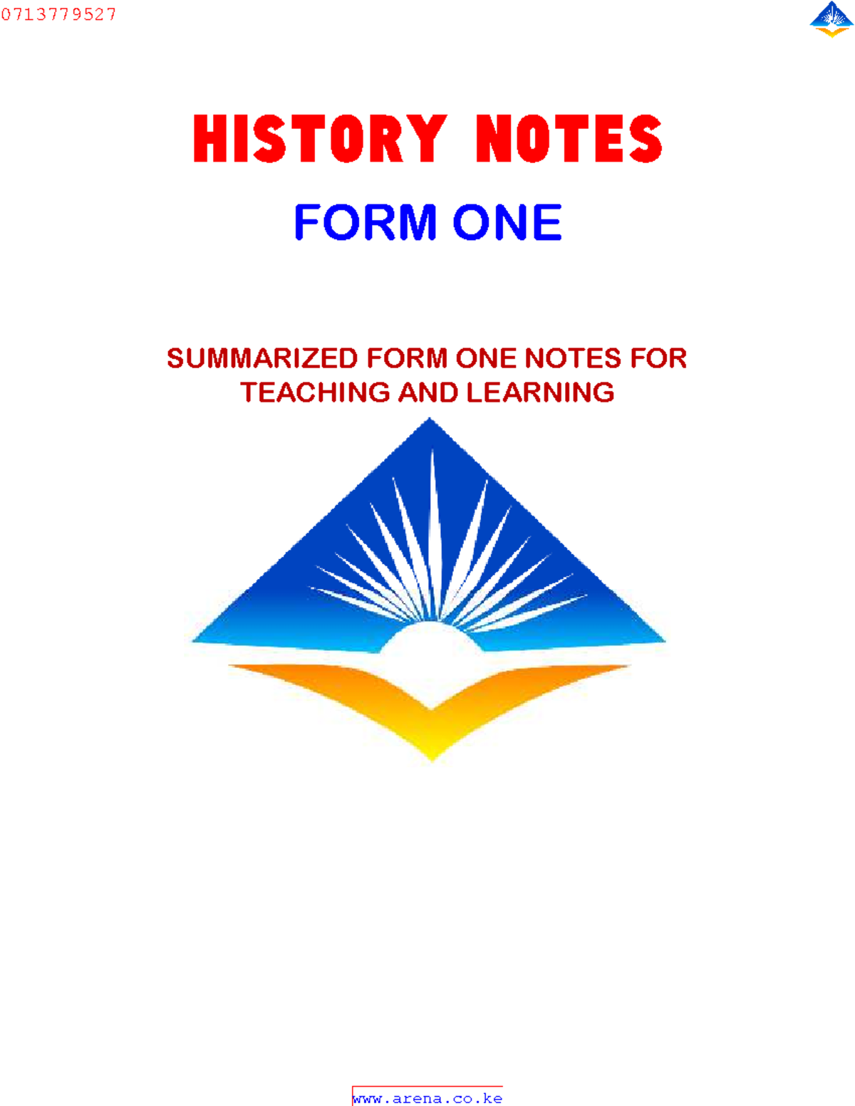 History FORM ONE Notes - HISTORY NOTES FORM ONE SUMMARIZED FORM ONE ...