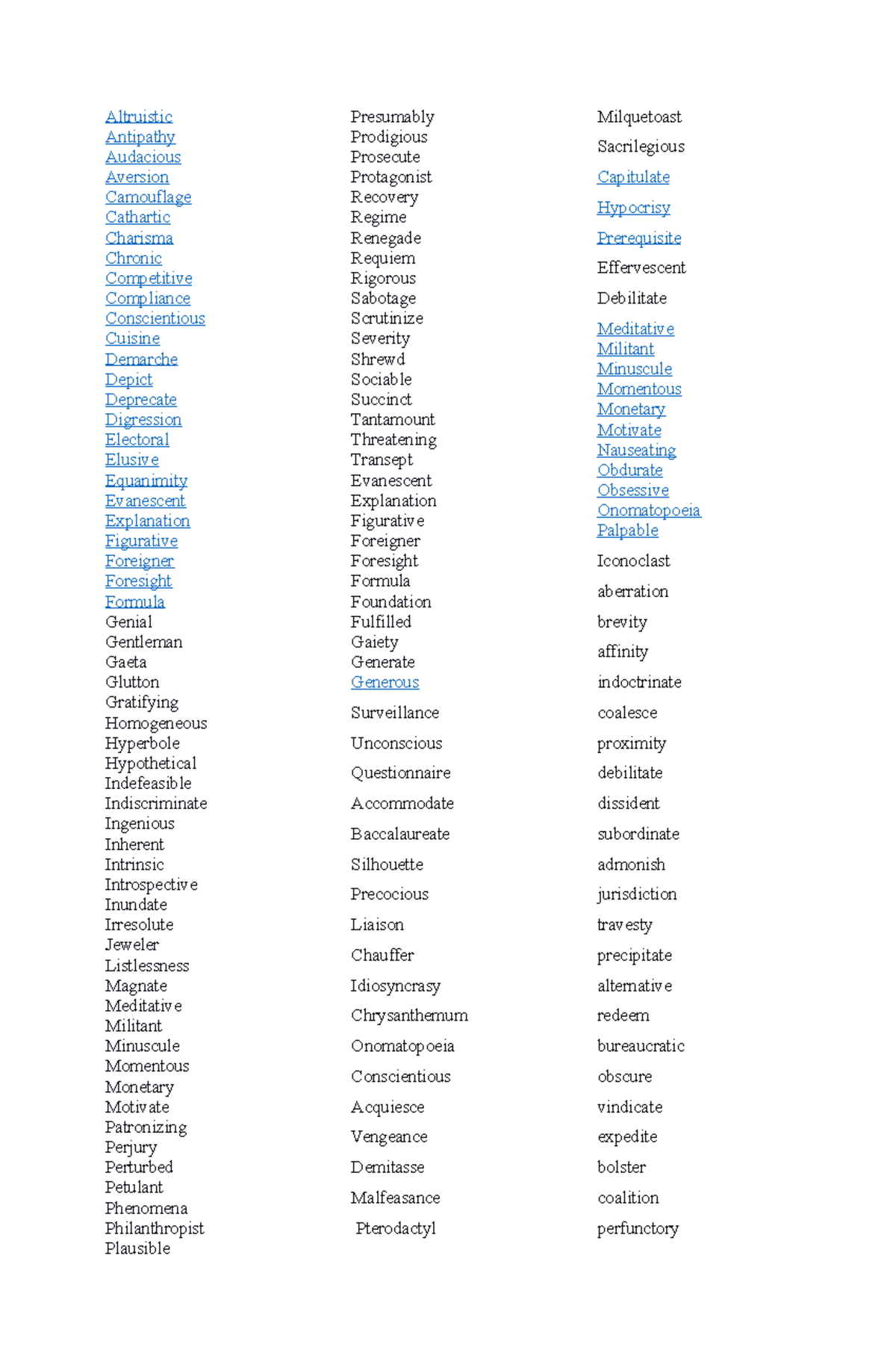 2022-2023 Spelling BEE Words - Altruistic Antipathy Audacious Aversion ...