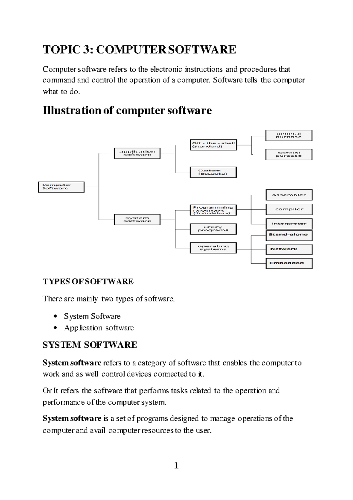 Topic 3 Computer Software - TOPIC 3: COMPUTER SOFTWARE Computer ...