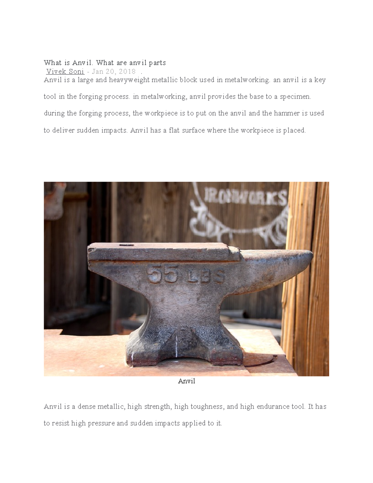 Tools and Equipment Good material What is Anvil. What are anvil