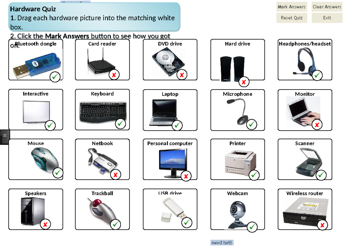 Starter - Hardware Quiz computing - Interactive whiteboard Hardware ...