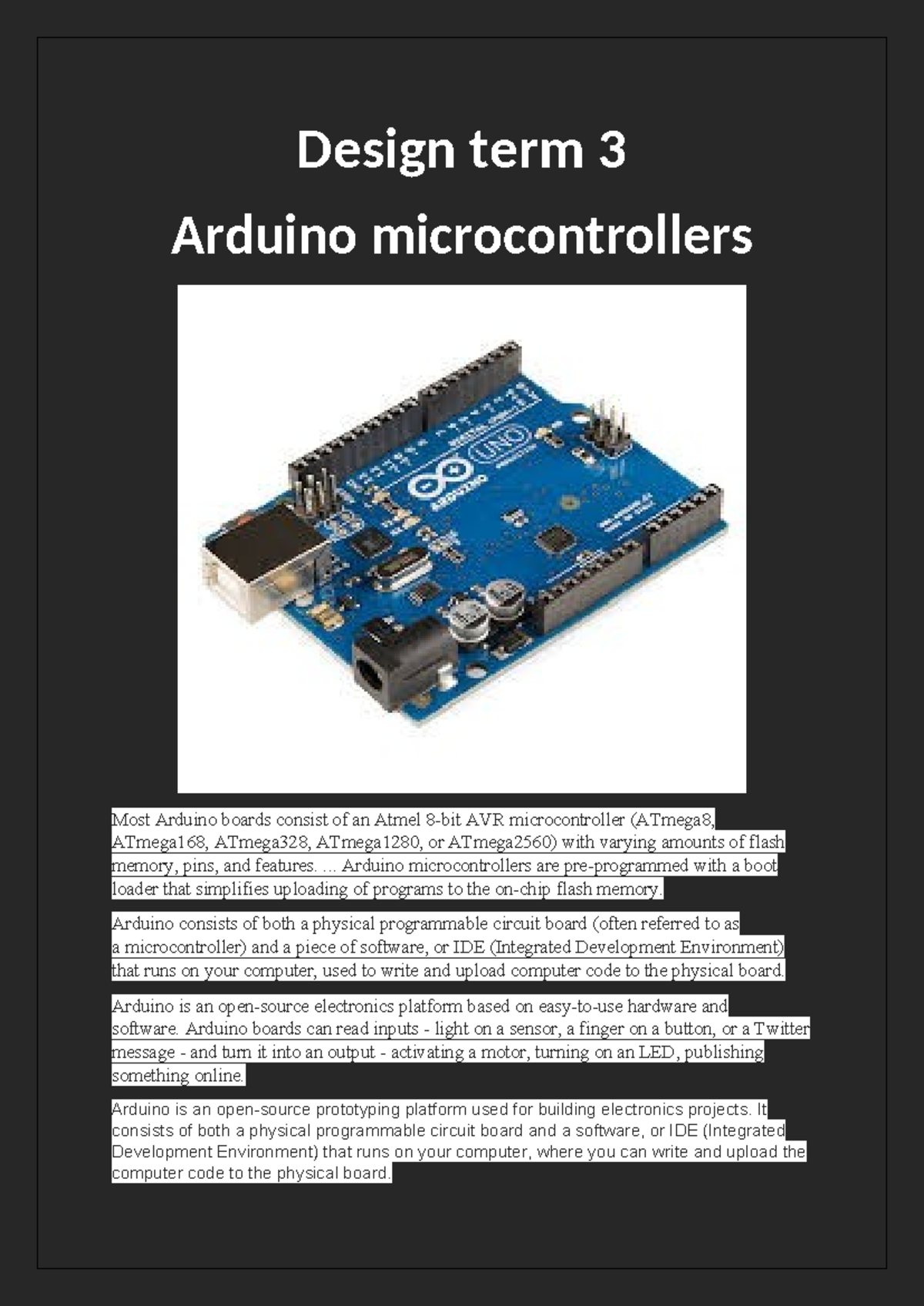 Design term 3 - Summary Financial Accounting - Design term 3 Arduino ...