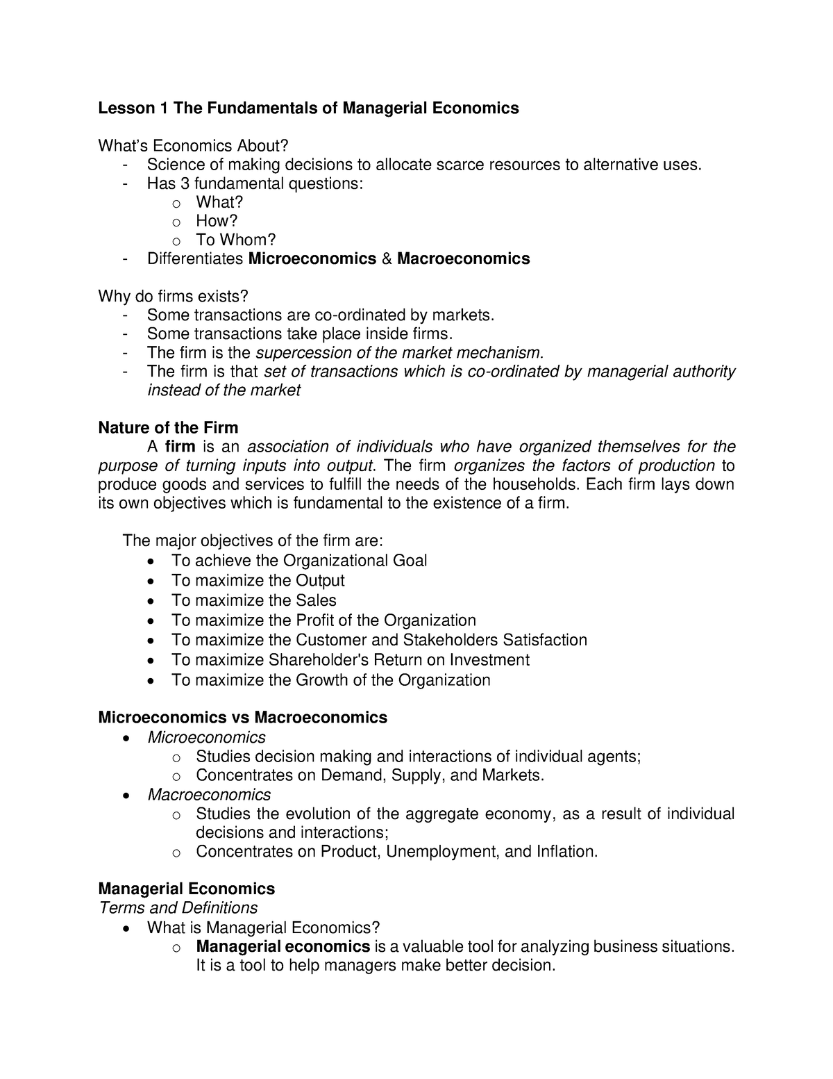 article review guidelines for managerial economics course