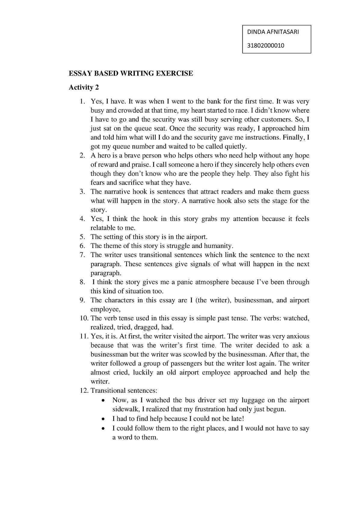 essay exercise pdf