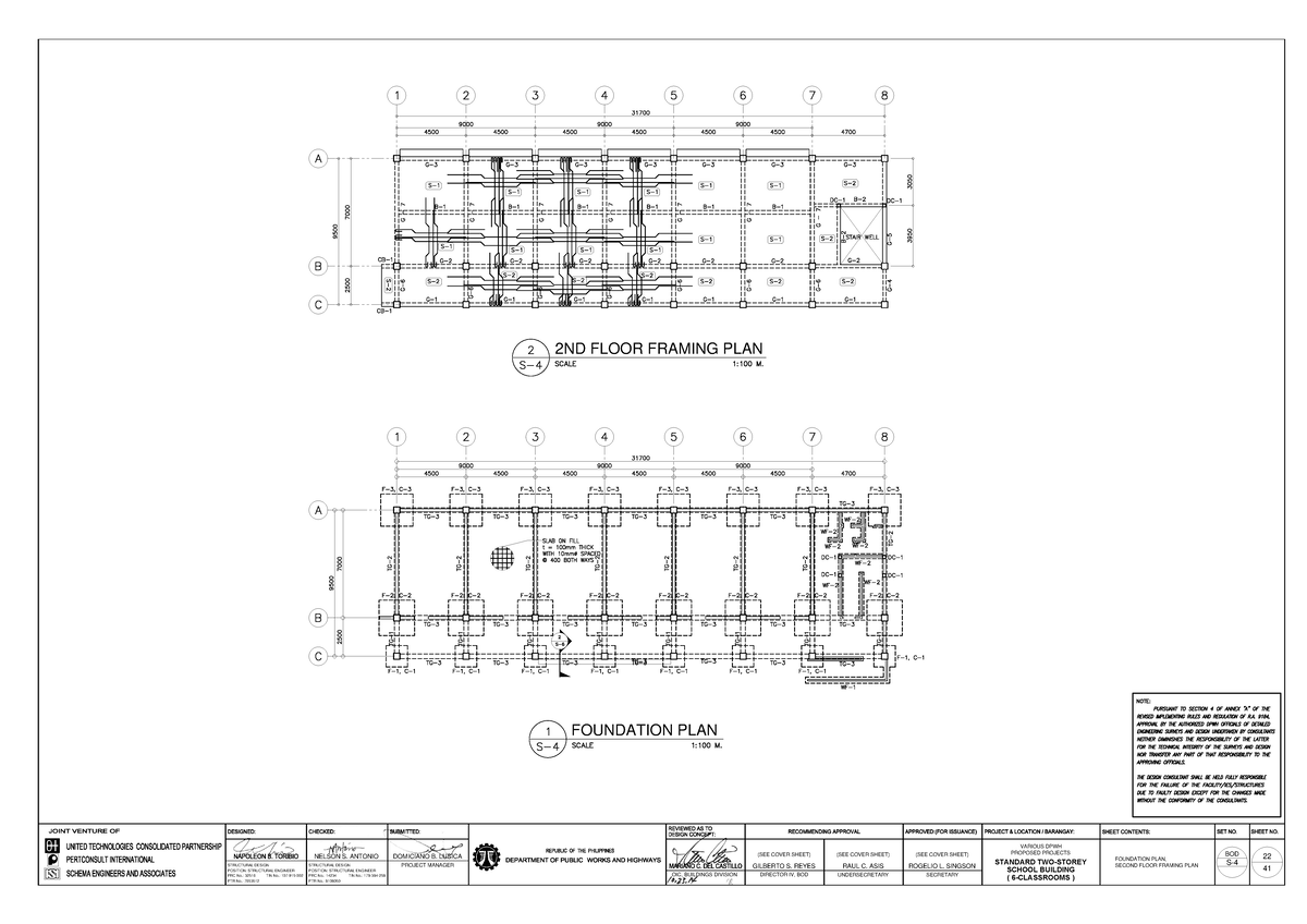 S-4 - Lecture for students - 2ND FLOOR FRAMING PLAN FOUNDATION PLAN ...