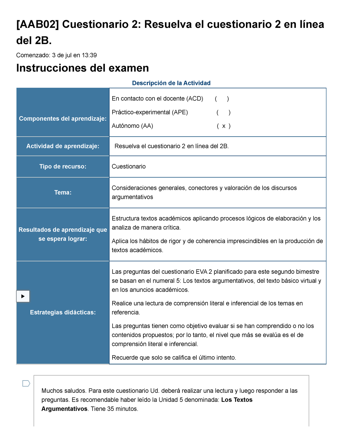 LECT, Y Redac Examen [AAB02] Cuestionario 2 Resuelva El Cuestionario 2 ...