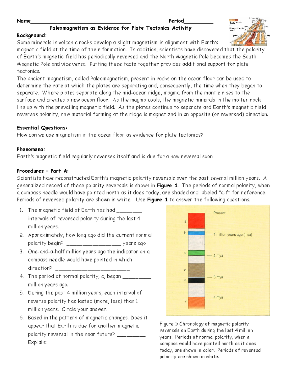 Paleomagnetism as Evidence for Plate Tectonics Activity - Name