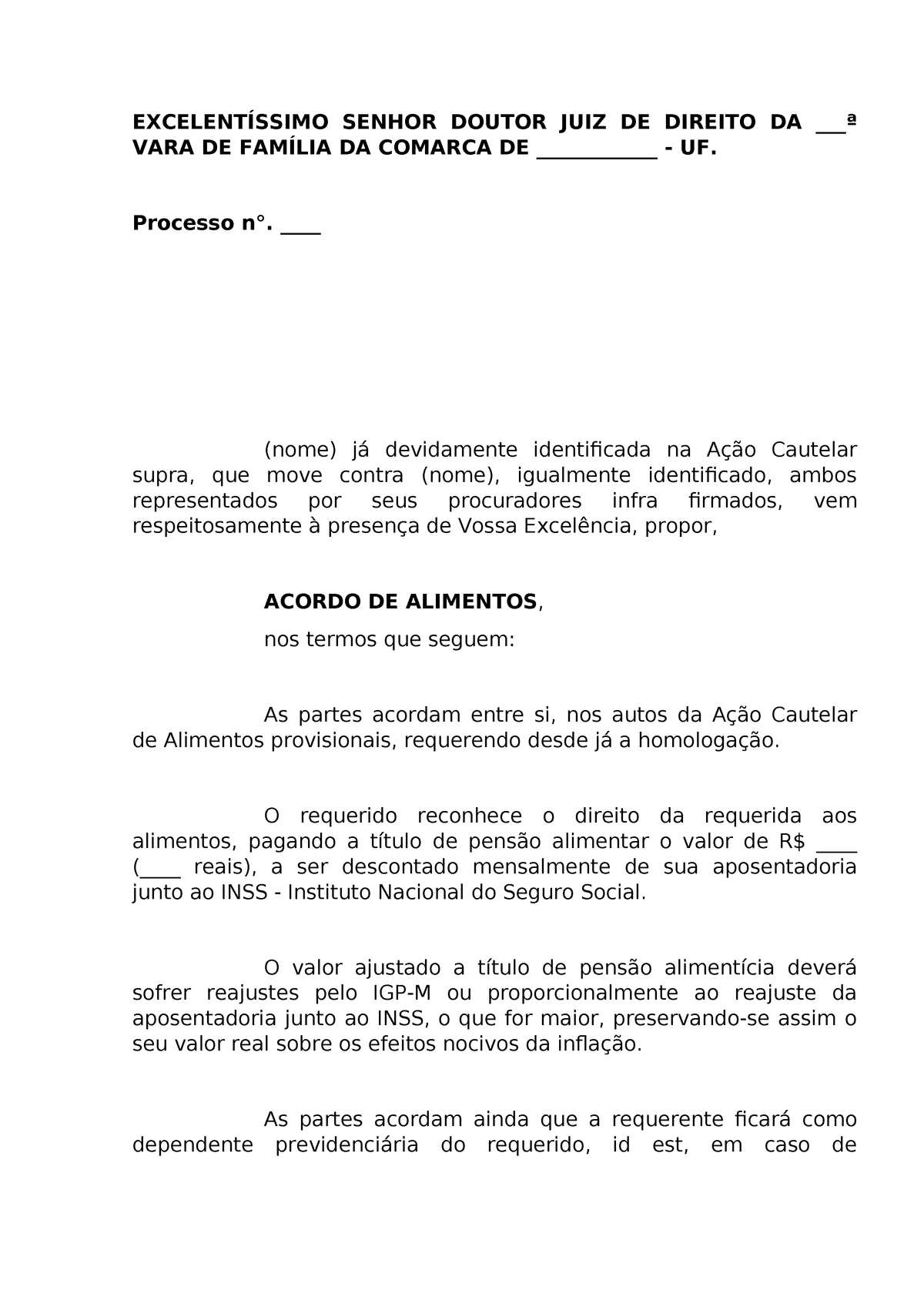 Acordo Alimentos 2 Modelo Pratico De Peca Processual Nos Moldes Da Legislacao Vigente Excelent Ssimo Senhor Doutor Juiz De Direito Da Vara De Fam Lia Da Studocu