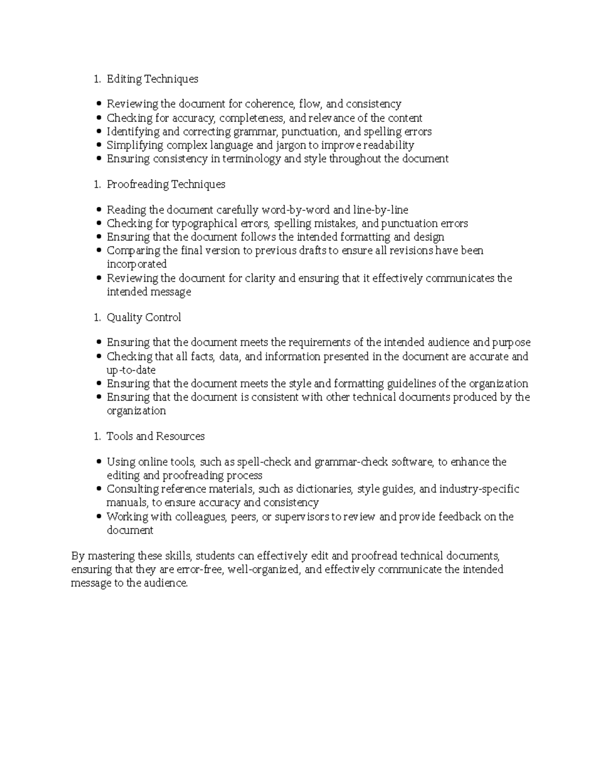 Editing and Proofreading - Editing Techniques Reviewing the document ...