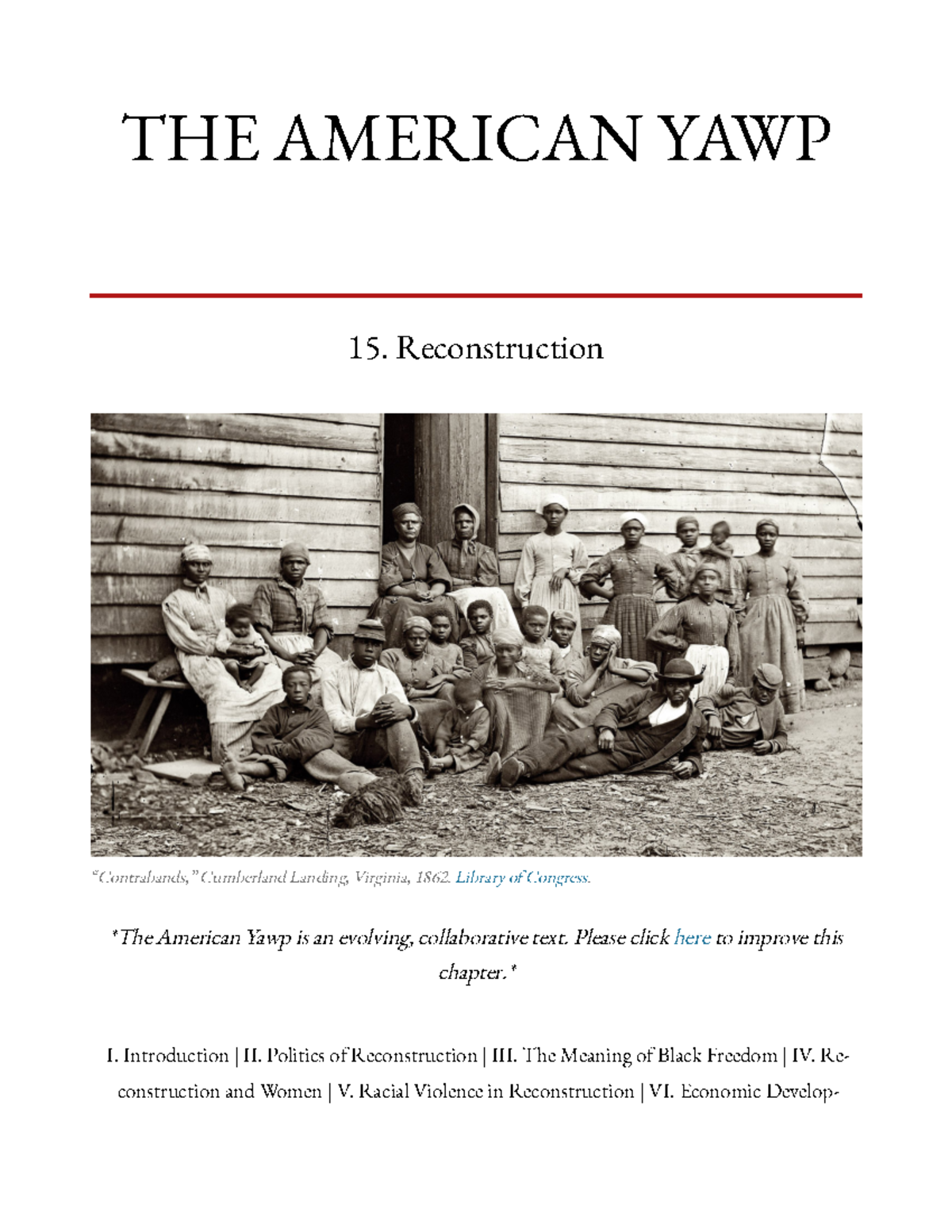 15. Reconstruction THE American YAWP - I. Introduction | II. Politics ...