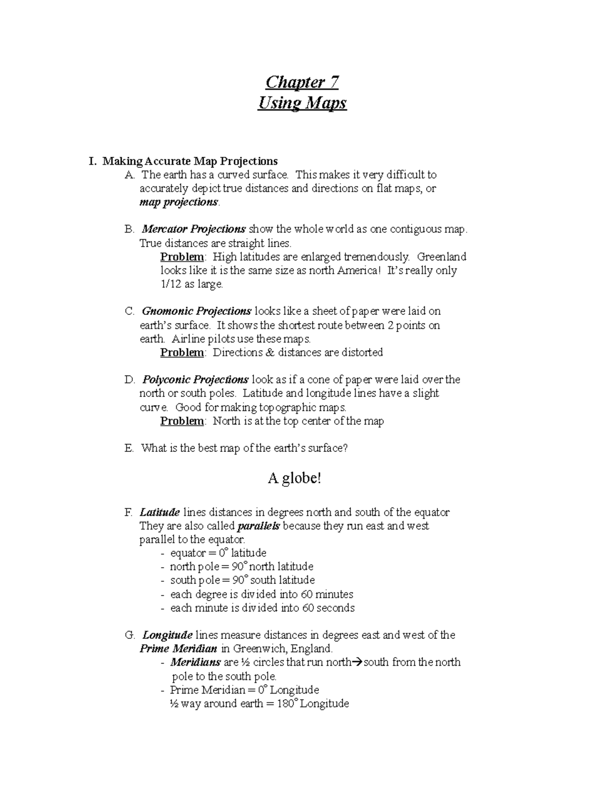 Chapt 7 - Using Maps Notes - Chapter 7 Using Maps I. Making Accurate ...