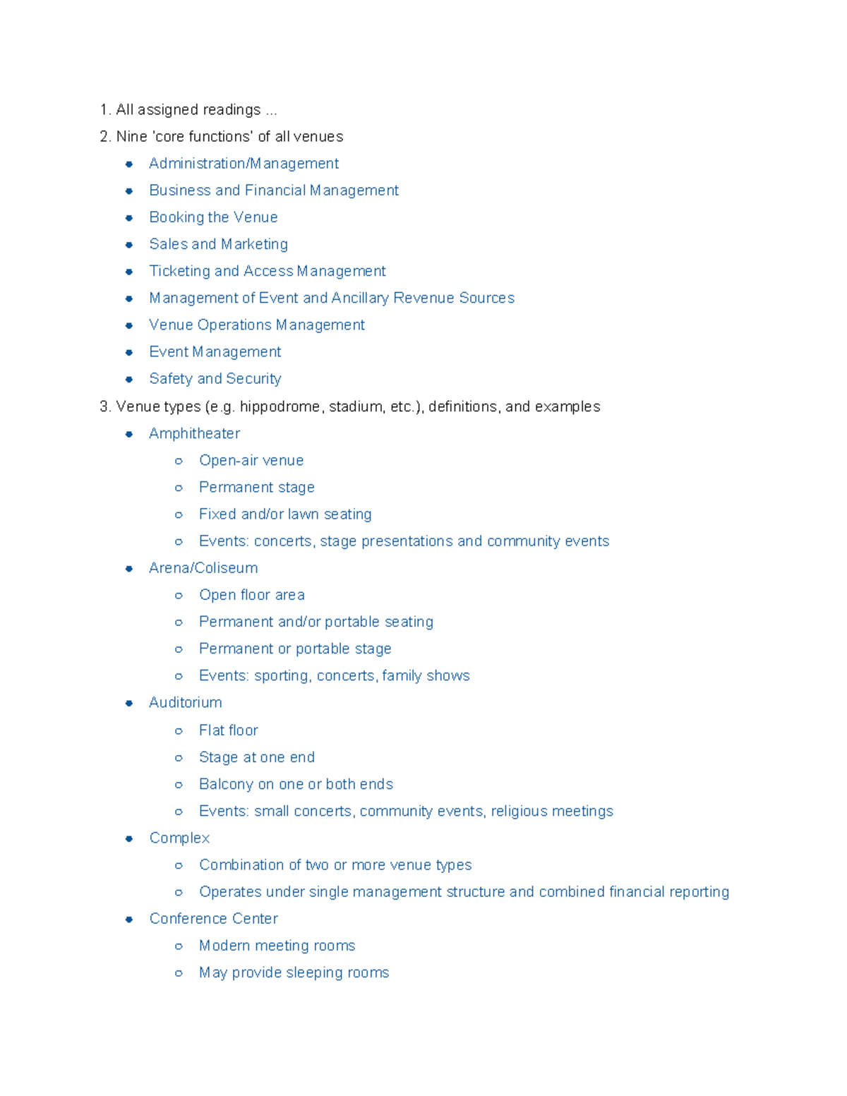 Final Study Guide - Lecture notes All - 1. All assigned readings … 2 ...