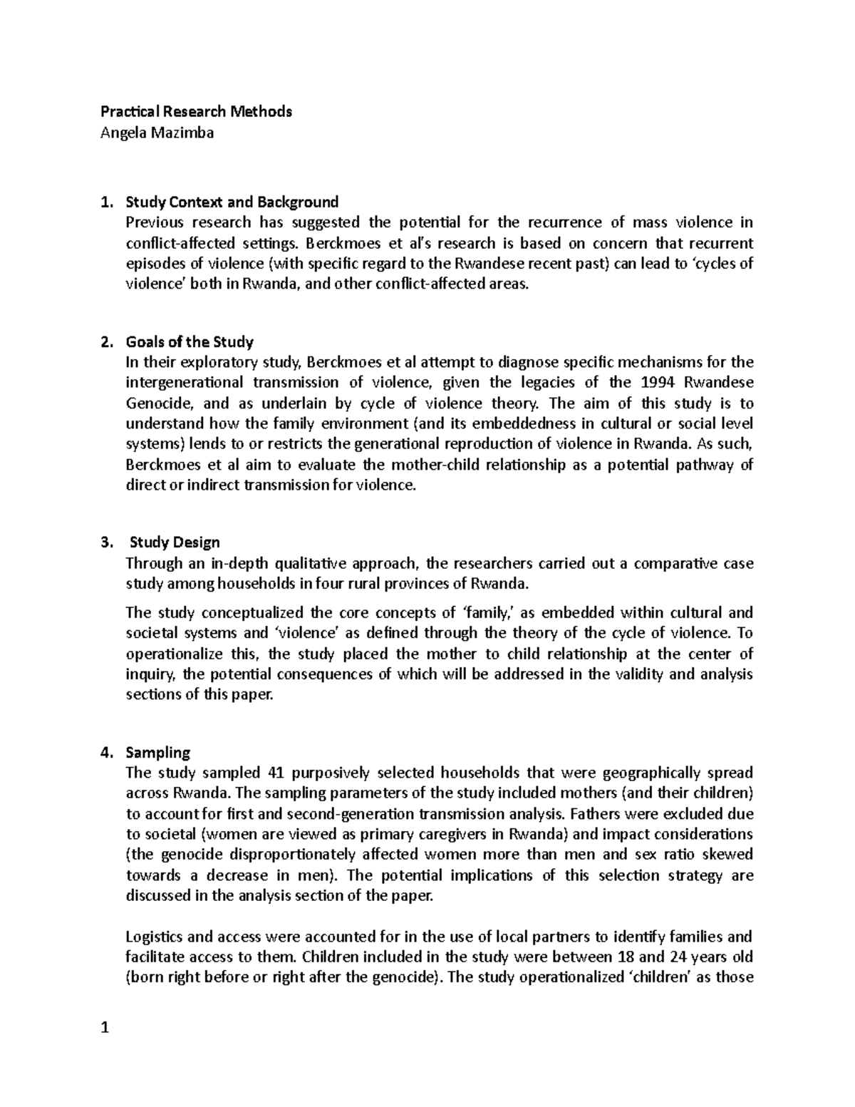 PRM Assignment 2 - Pracical Research Methods Angela Mazimba 1. Study ...