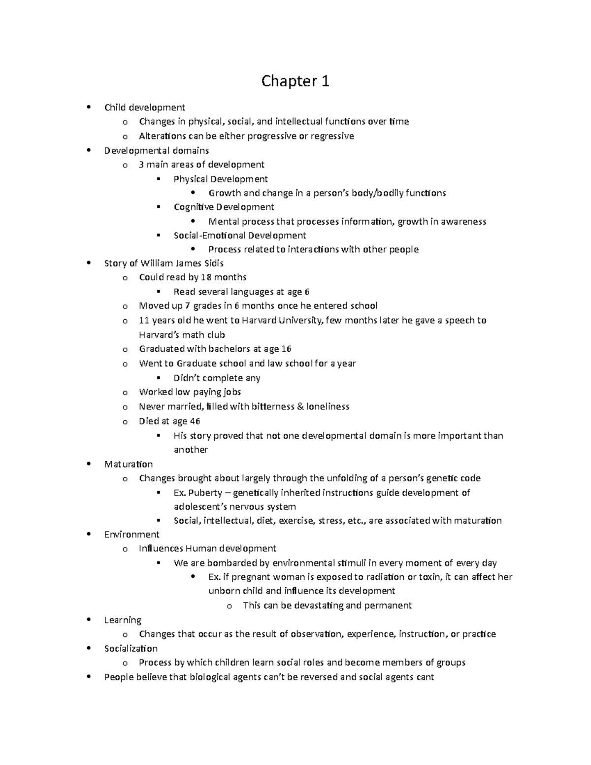 Chapter 1-5 Notes - Developmental Psychology - Chapter 1 Child ...