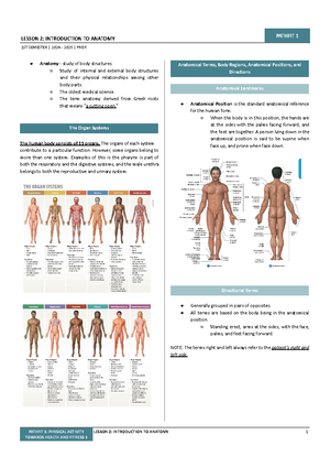 Anaphylectrans 1 - Anatomy and Physiology Module 1 Lecture Notes ...