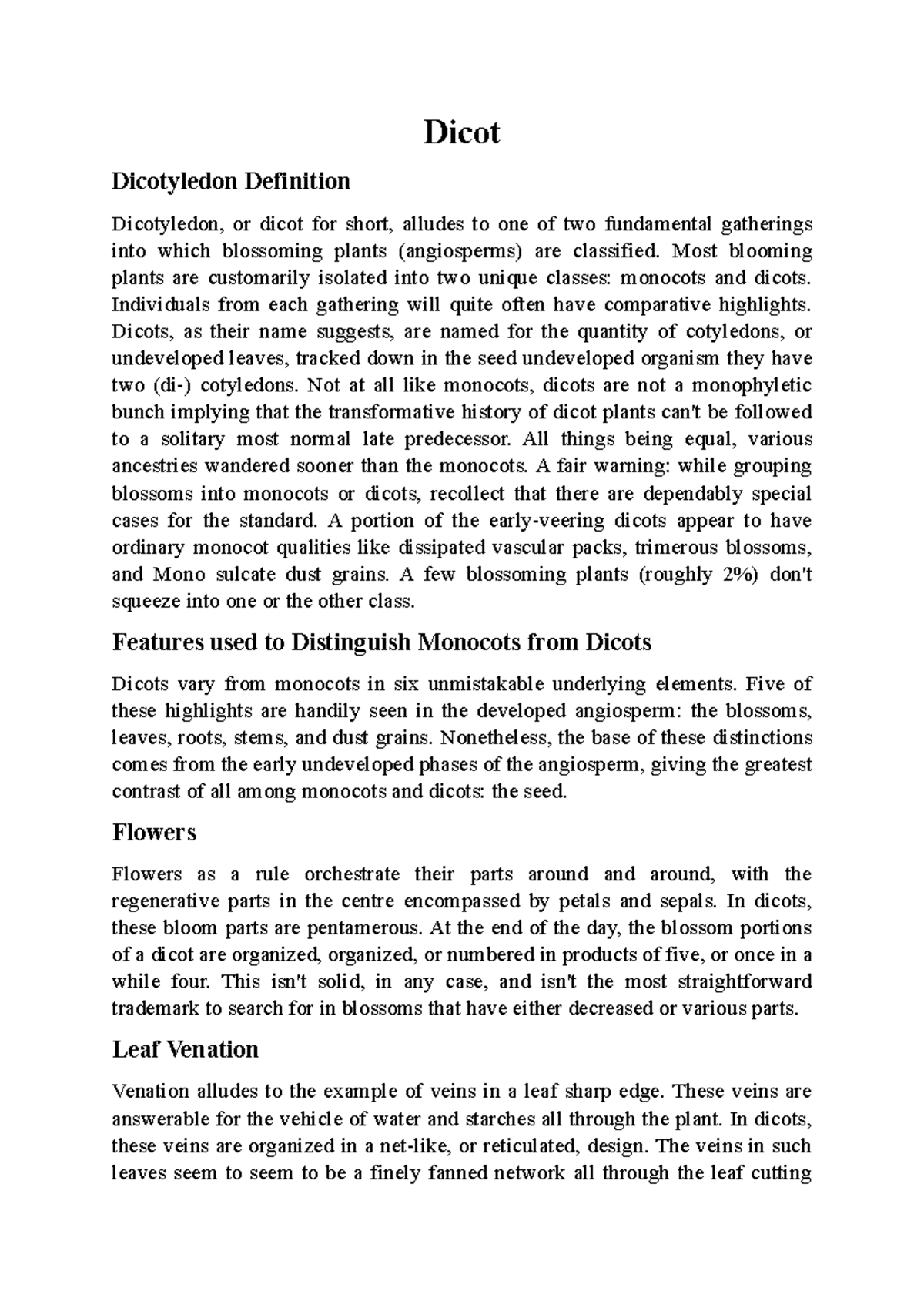 Dicot Dicot Dicotyledon Definition Dicotyledon Or Dicot For Short Alludes To One Of Two 