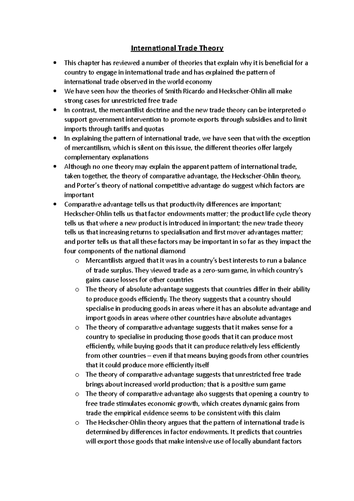 International Trade Theory - They viewed trade as a zero-sum game, in ...
