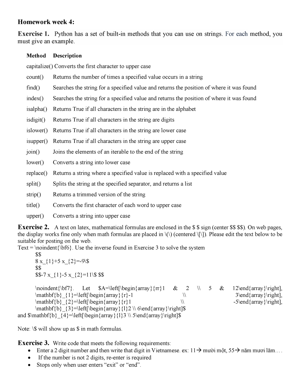 python homework tasks