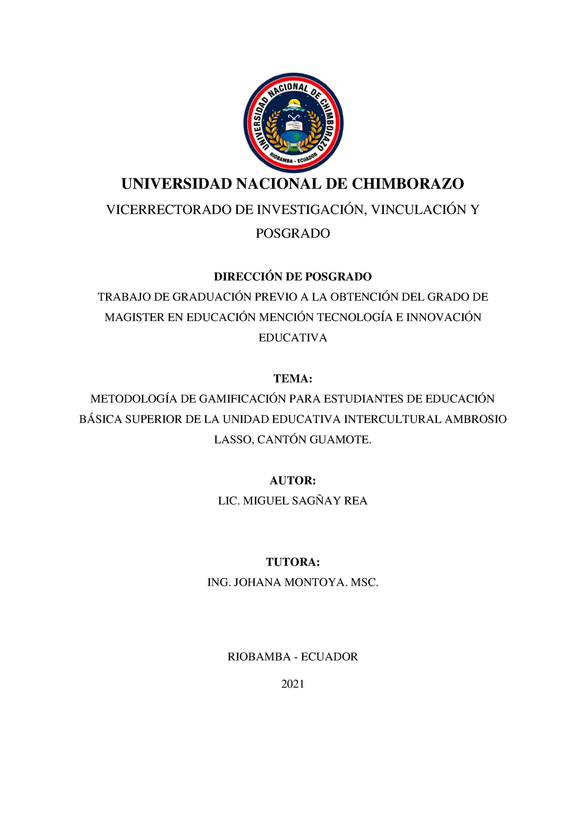 5.- Tesis Miguel Sagñay REA-DP-EDU-TEI - UNIVERSIDAD NACIONAL DE ...