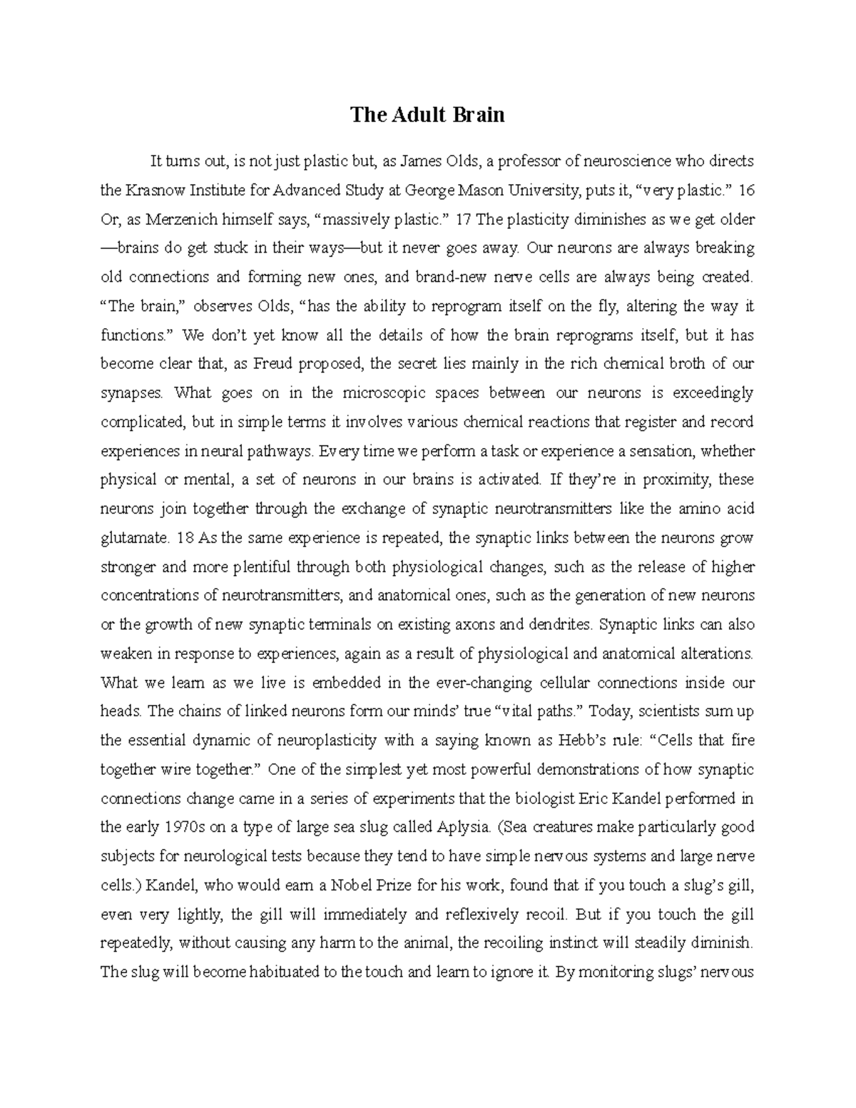 The Adult Brain - ” 16 Or, as Merzenich himself says, “massively ...