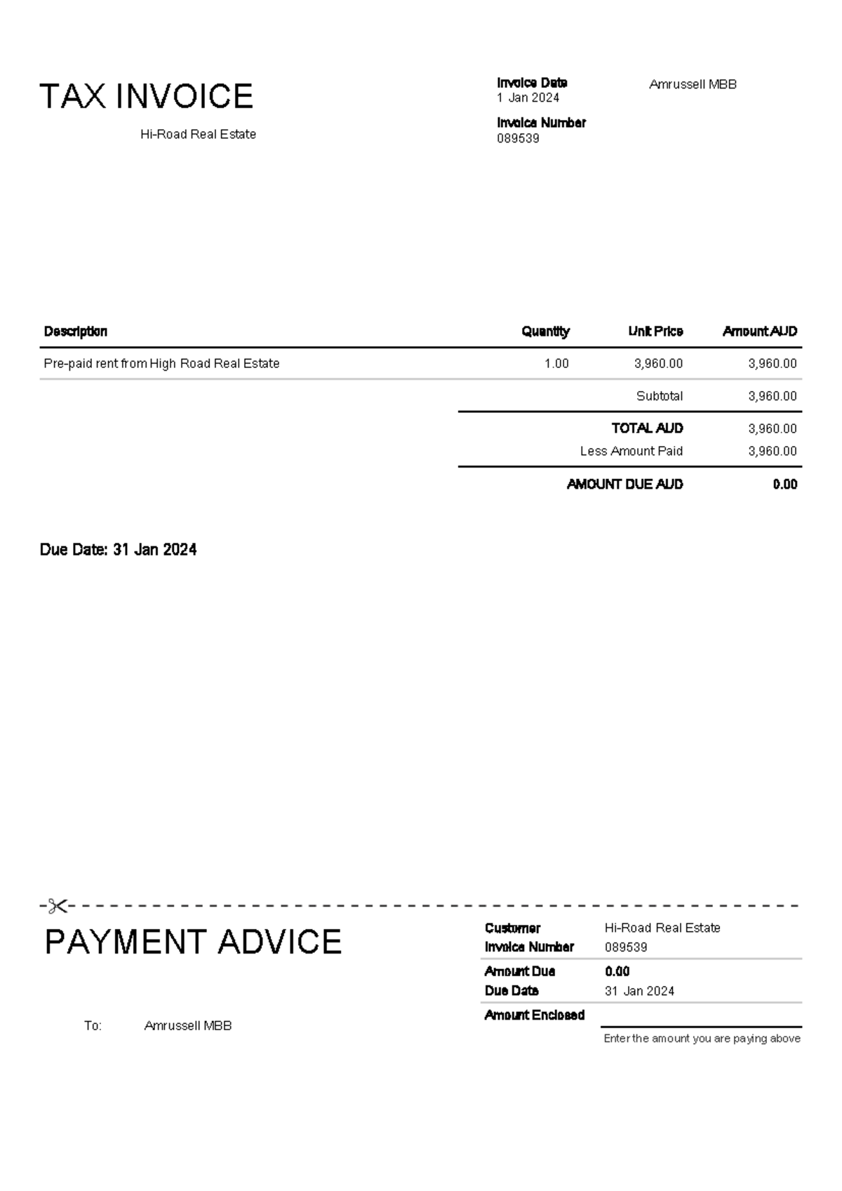 Invoice 089539 prac PAYMENT ADVICE To Amrussell MBB Customer Hi