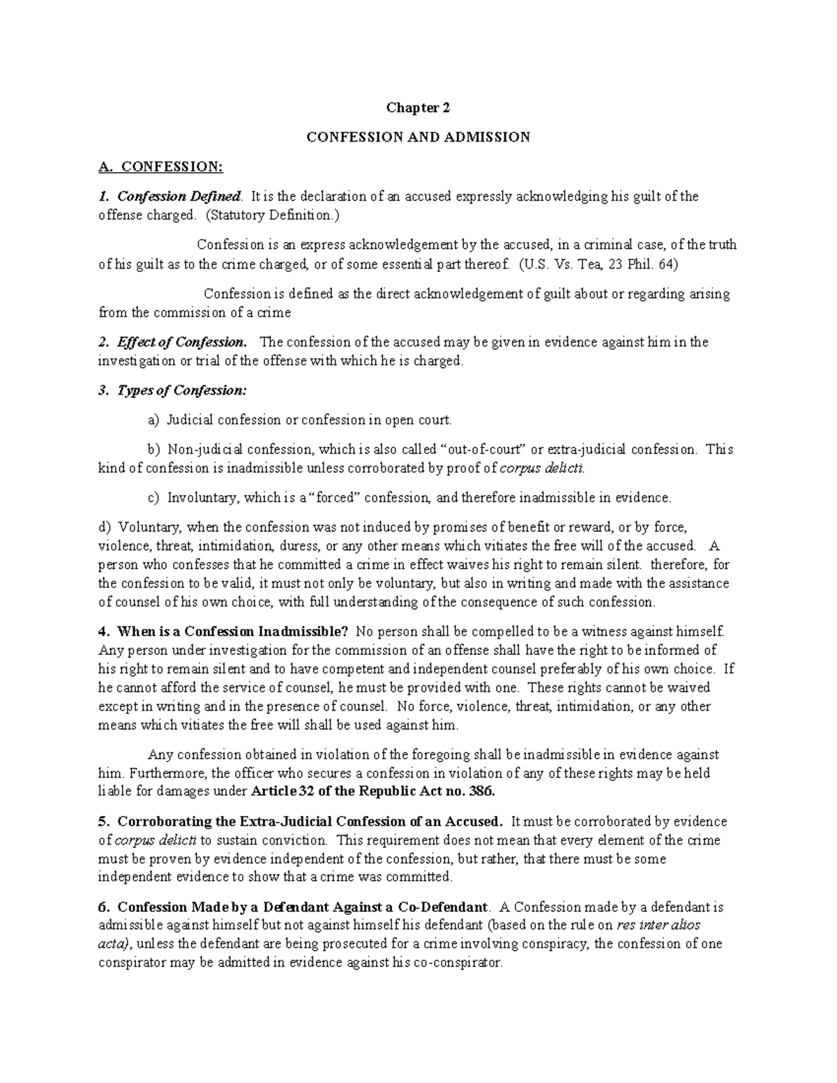 Confession and admission - Chapter 2 CONFESSION AND ADMISSION A ...