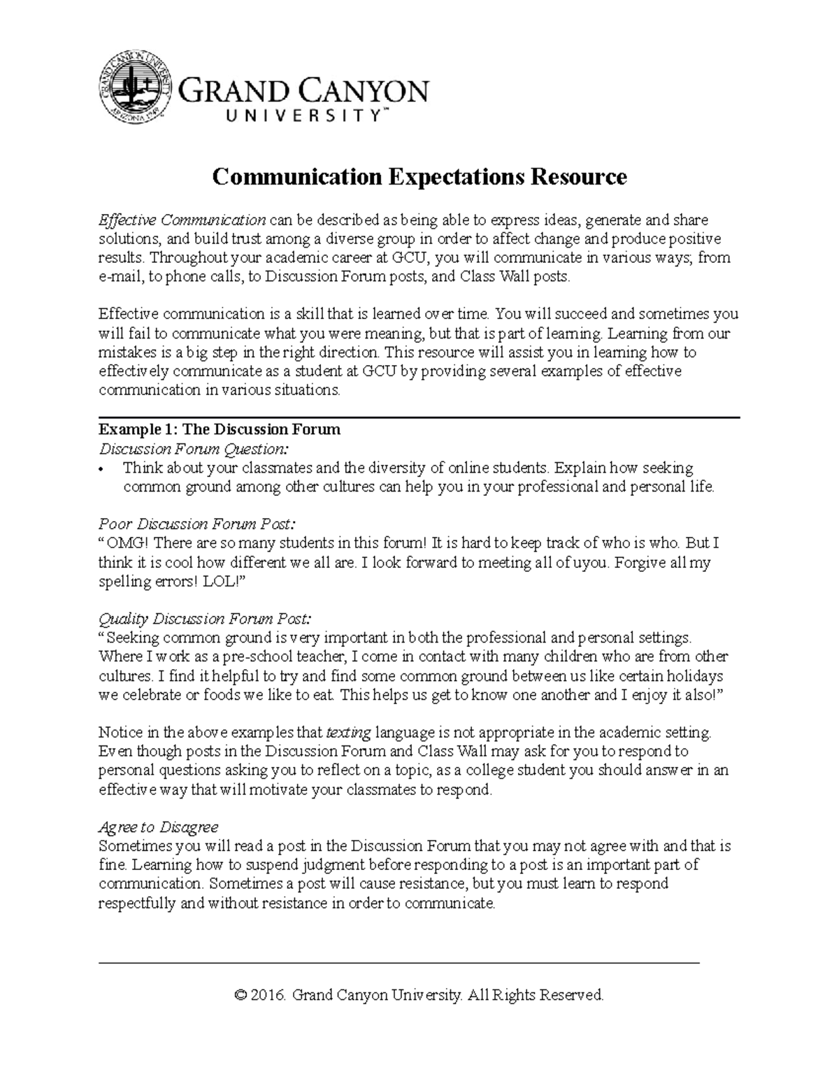 IGC-100 Communication Expectations Resource - Communication ...