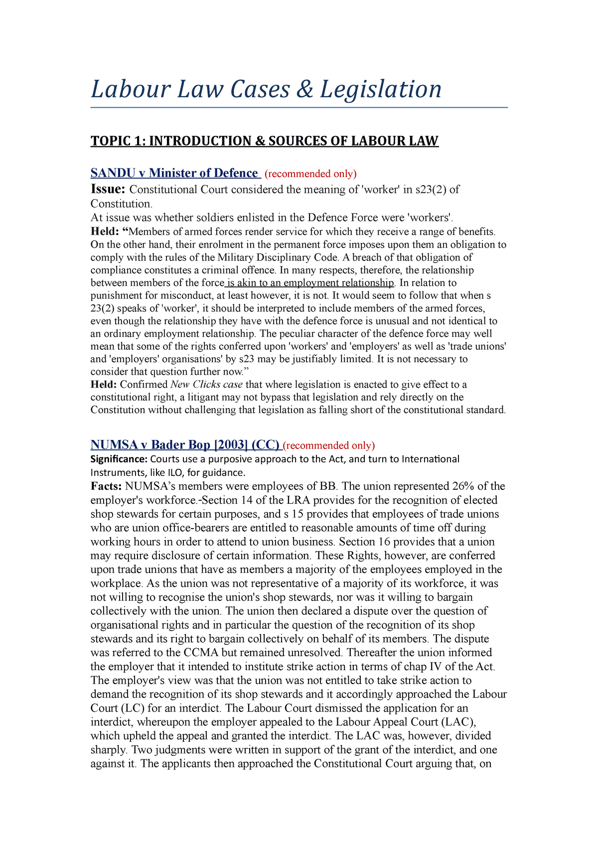 case study labor law