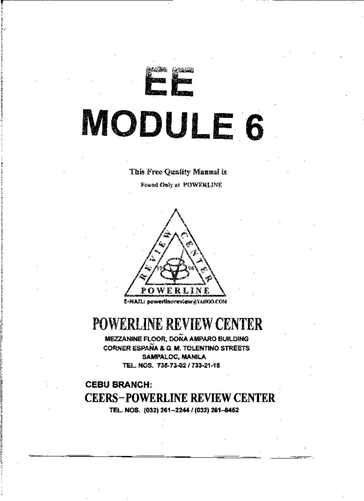 EE Module 6 - MODULE 6 This Free Quality Manual is Found Only at ...