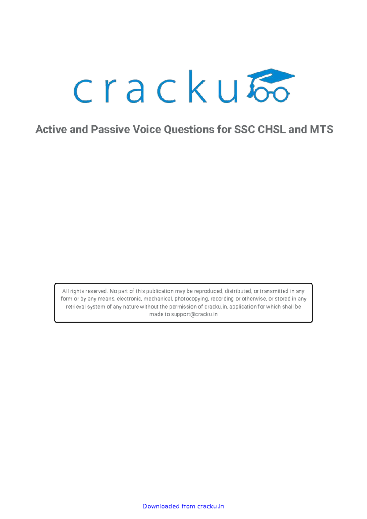 Active and Passive Voice Questions for SSC CHSL and MTS - No part of ...